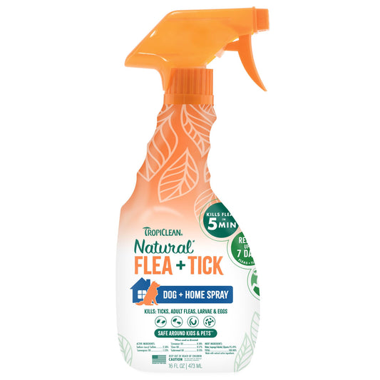 TropiClean Natural Maximum Strength Flea and Tick Spray for Dogs, 16oz