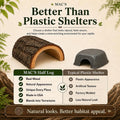 MAC'S Reptile Hideout Half Log, Extra Large - Natural Wooden Hide for Reptiles, Amphibians & Small Animals - Made in USA