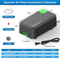 3W Aquarium Air Pump, Ultra Quiet Dual Outlet Adjustable Oxygen Pump for up to 300 Gallon Fish Tanks, Small Tanks, Hydro