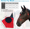 Horse Fly Mask with Ears, Comfortable Fit Stretch Fabric with UV Protection Soft on Skin Breathability for Medium Size H