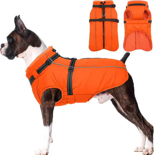 Lelepet Dog Winter Coat Waterproof Dog Jacket with Harness Built in
