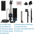 hygger USB Single Sponge Filter, Small Aquarium Filter with Adjustable Hanging Clip and Suction Cup, Duckbill Outlet, Ra