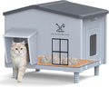 21.6"x17"x19.7" Large Plastic Heated Cat House for Outside in Winter, 100% Weatherproof & Insulated Outdoor Heated Cat H