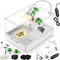 MoonOrange Turtle Tank Kit(Tank + Light + Water Pump), Acrylic Turtle Tank Starter Kit with Two Rain Shower Head, Adjust