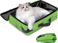 Foldable Travel Cat Litter Box with Zippered Cover, Leak-Proof Portable Collapsible Cat Toilet, Lightweight Nylon Enclos