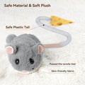 Migipaws Interactive MigiMouse Cat Toy 360° Rolling & Spin with Mesh Plastic Tail for Indoor Cats Smart Motion Sensor, Realistic Squeak, Rechargeable Plush Kitten Toy(Grey)