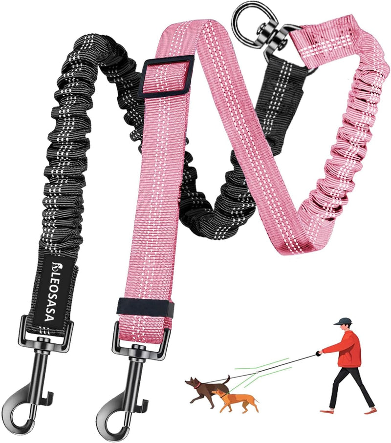 Double Dog Leash - 360°Swivel Tangle Free Splitter Attachment, 2 Dogs Multi-Functional Leashes, Dual Rope for Outdoor Wa