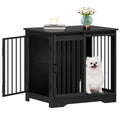 Hzuaneri 27.2" Dog Crate Furniture with Barn Door, Heavy Duty Dog Kennel Indoor with 2 Doors, Wooden Pet Cage End Table for Small Medium Dogs up to 22 lb, Anti-Chew Anti-Escape, Black DFC84304B