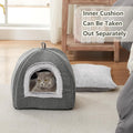 Cat Bed Cave-Cat Beds for Indoor Cats,Kittens and Small Pets,Soft and Warm Cats House Tent Bed,Foldable and Washable with Removable Cushioned and Anti Slip Bottom,Grey 15inches