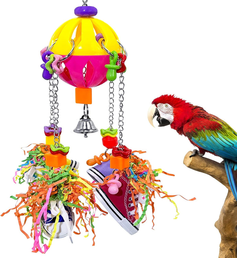 Bird Toys, Parrot Pullable Colorful Chew Sneakers Acrylic Stick Chew Toys for Amazons Mini Macaws African Greys Cockatoo