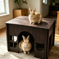 Large Sturdy Wooden Rabbit Castle Hideout with Spacious Balcony