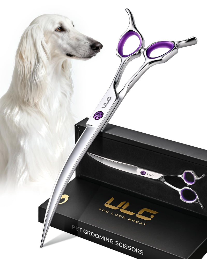 ULG 30° Curved Dog Grooming Scissors 440C Stainless Steel, 7.5