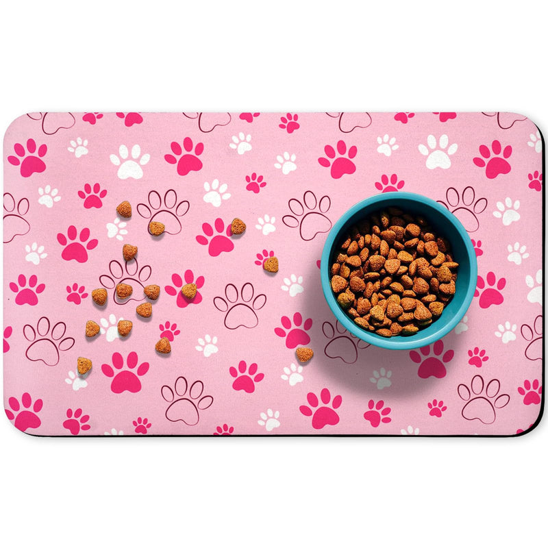 Dog Food Mat, Absorbent Water Bowl Mats Cat Pet Feeding Placemats Pink 12 * 20 inch