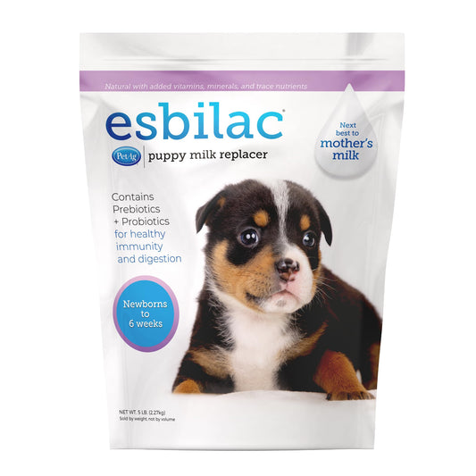 PetAg Esbilac Puppy Milk Replacer Powder - 5 lb - Powdered Puppy Formula with Prebiotics, Probiotics & Vitamins for Puppies Newborn to Six Weeks Old - Easy to Digest