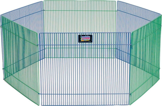 MidWest Homes for Pets Small Animal Pet Playpen/Exercise Pen, Blue and Green,1 Count (Pack of 1), Small Animal Playpen.