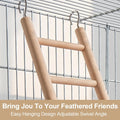 3 Pcs 2 Sizes Bird Ladder, 5/6-Step Wooden Cage Ladder with Swing