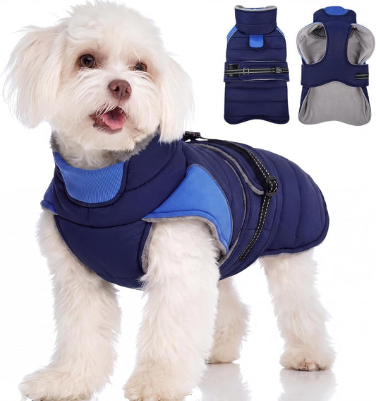 MIGOHI Warm Dog Jacket, Waterproof Dog Coat with Fur Collar, DarkBlue, S