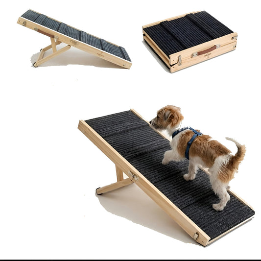 Tropiczest 2026 Upgraded Adjustable Dog Ramp for Bed, Sofa & Couch Stairs 4 Adjustable Height from 10" to 18" Foldable Portable Pet Ramp for Car Heavy Duty Pet Steps with Non-Slip Surface
