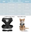Black Cat Harness and Leash Set, Soft Mesh Adjustable Reflective, Size S