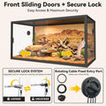 120 Gallon Reptile Enclosure 48" x 24" x 24", Front Opening Reptile Enclosure with Tempered Glass Doors, Safety Lock & S