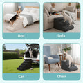 Oiilores Dog Stairs for Small Dogs 15" H, 3-Step Dog Steps Ramp for Couch Sofa and Chair with Anti-Slip Washable Cover and Durable High Density Foam, Pet Stairs for Cats, Grey