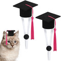 PETKNOWS 4 Pack Mini Graduation Caps with Pink Tassels, Mini Pet Graduation Caps Small Animal Bachelor Hats with Adjustable Elastic Strap for Cats and Dogs Photo Props Party Supply