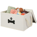 GreenPetopia Dog Toy Basket with Lid, Dog Basket for Toys, Dogs Toy Box with Cotton Rope Handles, Collapsible Storage Bins for Pet Toys, Dogs Storage Organizer, Beige