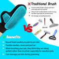 Beenefits 2025 Pet Grooming Glove with Tipped Pin Brush,Special Design Deshedding Glove, Perfect Petting Tool for Sensitive Dogs & Cats with Long & Medium Fur, Massage Mitt - Right-Hand - Blue