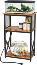 HavenlyYouth 10 Gallon Fish Tank Stand with Power Outlet , 3 Tier Aquarium Stand with Shelf, Turtle/Reptile Tank Stand f