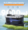 9L/2.38Gal Dog Water Fountain Elevated with 4-Height Adjustable Stand, FeelNeedy Large Pet Water Dispenser with Durable 
