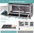 Suumerpety 2-Story Wooden Rabbit Hutch with Chew-Proof Ramp, Dual Leak-Proof Pull-Out Trays & 4 Lockable Wheels, Indoor 