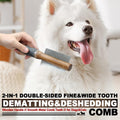 HOP 2-in-1 Dog Dematting&Flea Comb with Wooden Handle 8.31in/21.1cm