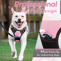 Eagloo Dog Harness for Large Dogs, No Pull Service Vest with Reflective Strips and Control Handle, Adjustable and Comfortable for Walking, No Choke Pet Harness with 2 Metal Rings, Pink, L