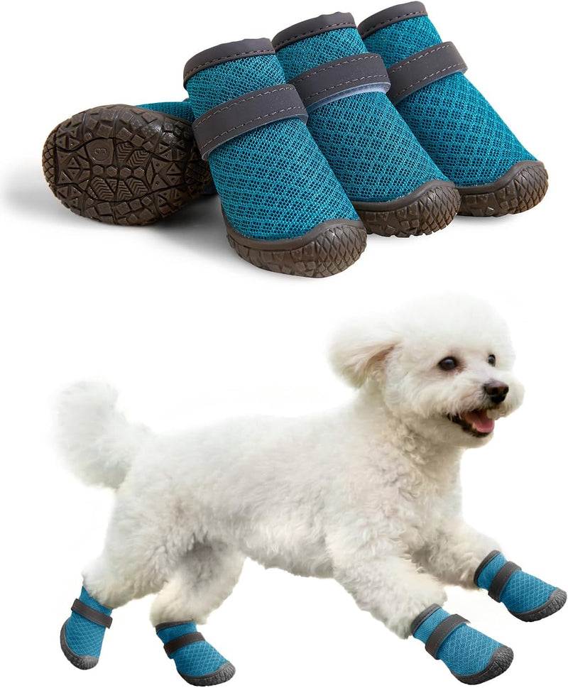 Dog Shoes Breathable Non-Slip Outdoor Booties for Small Medium Dogs, Pet Boots Paw Protector for Hot Pavement Hardwood F