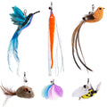 JXFUKAL Cat Feather Toy Refills, 6Pcs Simulation Bird Mouse Bee Worm Feather Cat Lures Wand Attachment Replacement for Kitty Kitten Indoor Cats Accessories