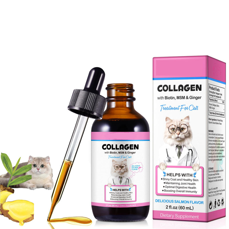 Collagen for Cats, Skin and Coat Supplement for Cats, Itch Relief, Immunity Support, Joint Health, Supplement 60ml (2 Fl Oz), Liquid Collagen Drops for Dogs