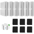 BalimoPet Replacement Filter for Cat Water Fountain - 6 Packs Pet Water Bowl Filters - 6 Filters & 6 Sponges Set for Stainless Steel Cats/Dog Water Dispenser - Activated Carbon & Foam Filtered Refill