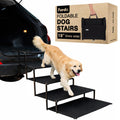 FURDO Dog Stairs for Large Dogs, for Medium Dogs, Foldable Dog Ramp for Car & SUV, Steps for Bed, Extra Wide Non-Slip Pet Steps for Car Side Door, Truck & High Beds, Portable & Adjustable - 19" Wide