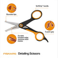 Fiskars Pet Grooming Detailing Scissors for Dogs & Cats, 5.5", Orange/Black