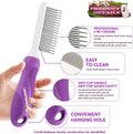 GENPEPADO Grooming Comb for Dogs and Cats with Matted Hair, Detangling Pet Comb with Long and Short Stainless Steel Metal Fine Teeth for Removing Mats, Tangles, Knots & Loose Fur from The Undercoat