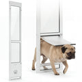 Slevoo Sliding Glass Dog Door, No-Cut Installation, Height Adjustable 79 1/5" to 82", Upgraded Silicone Flap, Weatherproof & Secure Pet Door for Medium/Large Dogs, White Aluminum Frame (Medium)