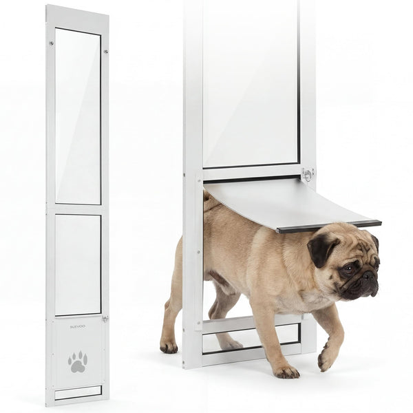 Slevoo Sliding Glass Dog Door, No-Cut Installation, Height Adjustable 79 1/5