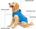 EXPAWLORER Fleece Dog Hoodie with Pouch, Blue XXL