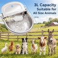 Dog Water Bowl Dispenser, Automatic Pet Water Dispenser, 3L Outdoor Stainless Steel Drinking Trough, Livestock Waterer w