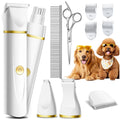 unibono Dog Grooming Kit with Paw Trimmer, All-in-One Low Noise Electric Rechargeable Small Quiet Pet Clippers Foot Dog Hair Shaver with Stainless Steel Scissors and Comb for Dogs at Home
