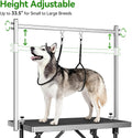 pickpiff Dog Grooming Table with Arm, 35.5" L×23.6" W x 30" H Foldable Heavy Duty Pet Grooming Station with Adjustable 33.5" Height Arm, Hammock & Nooses, Tray, Non-Slip Waterproof Tabletop