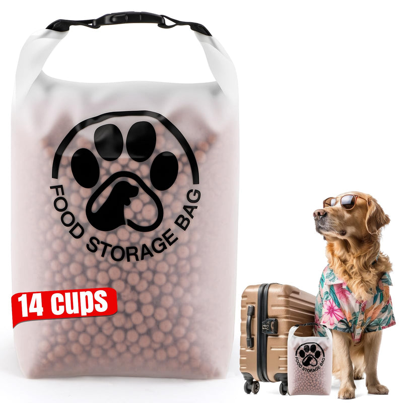 Aosnare Pet Food Storage Bag for Travel - Transparent Leak-Proof Dog Food Container with Roll-Top Closure, Keeps Kibble Fresh for Camping Trip, Dog Boarding, Weekend Getaways (14 Cups)