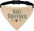 Big Brother Dog Bandana with No-Tie Adjustable Buckle — Pregnancy Announcement Photo Prop, Beige Cotton Triangle Scarf, 