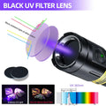 DARKBEAM UV Flashlight 365nm Filtered Black Light Woods Lamps 20W 3 LEDs