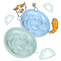 2 Pcs Cat Slow Feeder Bowl for Dry & Wet Food - Unbreakable Melamine Cat Food Plates for Slow Eating - Puzzle Feeder Bowl - Whisker Friendly & Dishwasher Safe & Non Slip Design (Blue + Green)